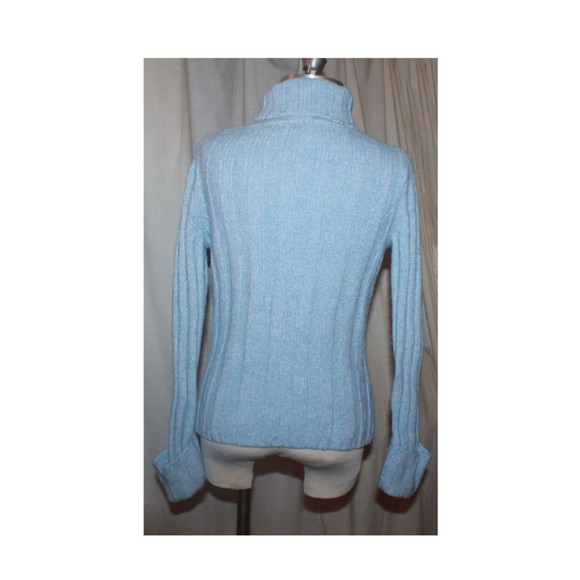 Women's Old Navy Blue Wool Blend Turtleneck Ribbed Knit Cuffed Sweater Size S - Picture 6 of 6